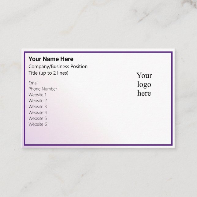 Light Peri Tint & Royal Purple Online Biz Logo Visitenkarte (Vorderseite)