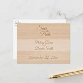 Light Pine Wood Save the Date Postkarte