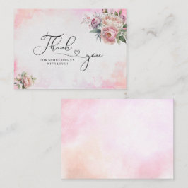Light Pink Aquarell Blume Kinderdusche Danke Mitteilungskarte
