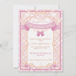 Light Pink Art Nouveau Princess Birthday Einladung