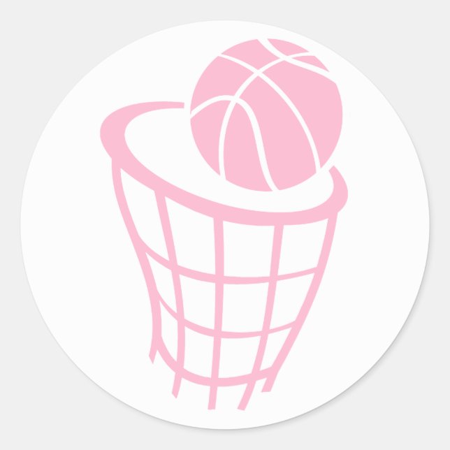 Light Pink Basketball Runder Aufkleber (Vorderseite)