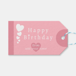 Light Pink Birthday Hearts Gift Tags Geschenkanhänger