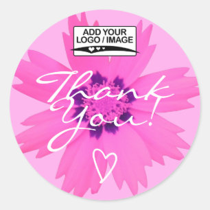 Light Pink Blume Vielen Dank Logo-Vorlage Runder Aufkleber