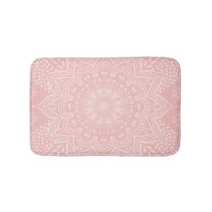 Light Pink Boho Style Mandala Muster Badematte
