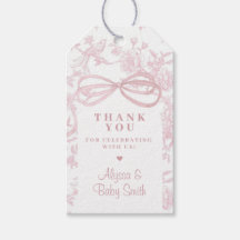Light Pink Bow and Toile Baby Dusche Gefallen