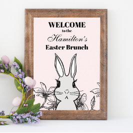 Light Pink Bunny Oaster Brunch Poster