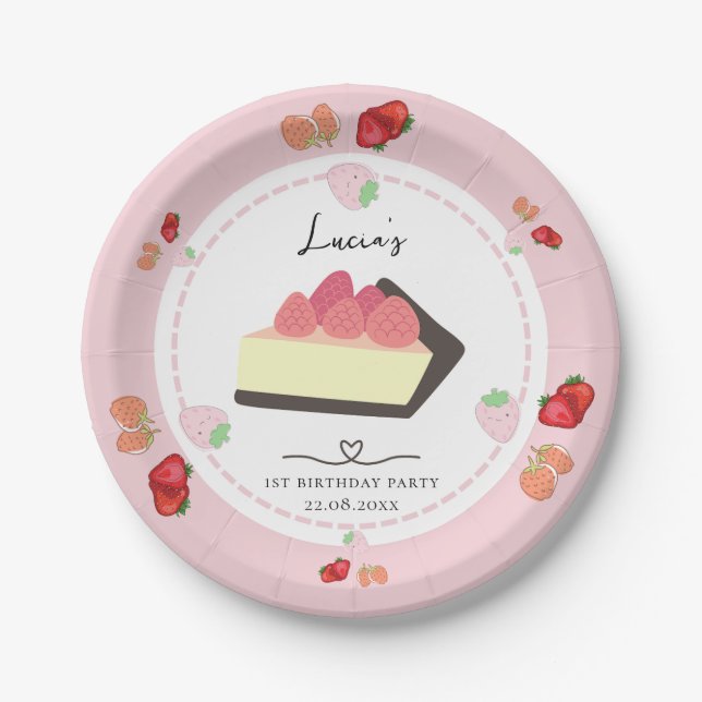 Light Pink Cake & Berry Girl Pappteller (Vorderseite)