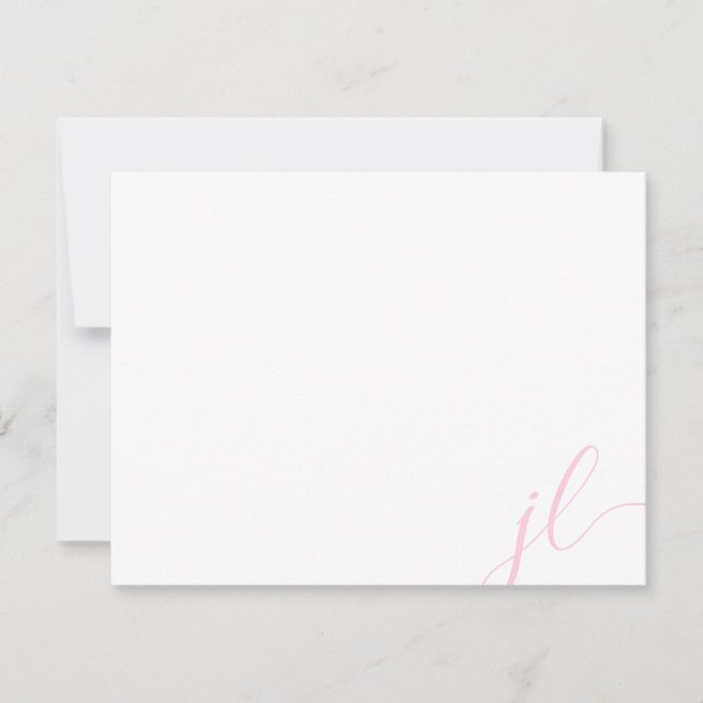 Light Pink Calligraphy Script Two Initials Mitteilungskarte (Vorderseite)