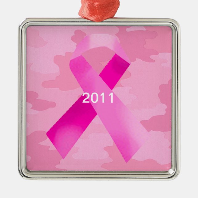 Light Pink Camouflage Pink Ribbon Date Ornament (Vorne)