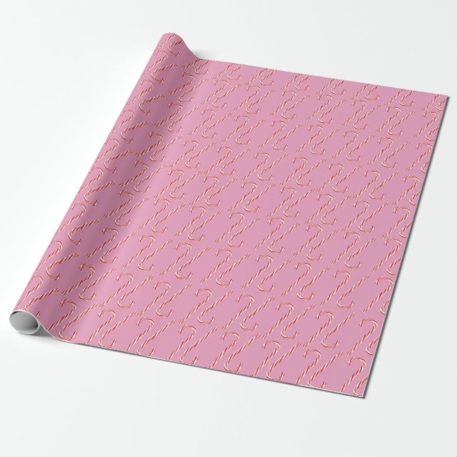 Light Pink Candy Cane Weihnachtswrapping Paper Geschenkpapier (Ungerollt)