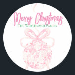 Light Pink Christmas Chinoserie Ornament Sticker<br><div class="desc">Erhöhen Sie Ihre Geschenke!</div>