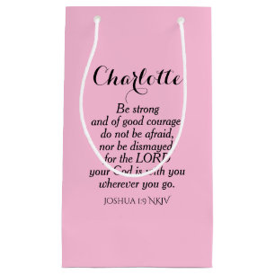 Light Pink Courage Bible Verse Individuelle Name E Kleine Geschenktüte