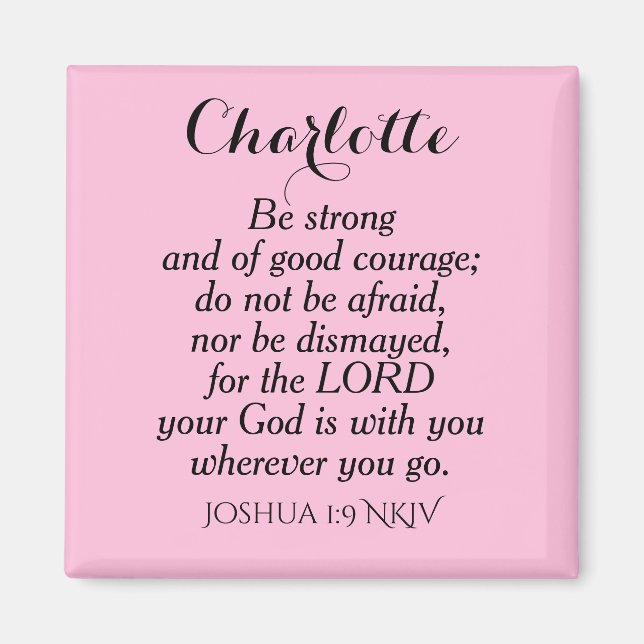 Light Pink Courage Bible Verse Individuelle Name E Magnet (Vorne)