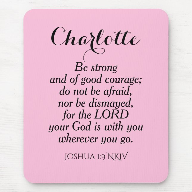 Light Pink Courage Bible Verse Individuelle Name E Mousepad (Vorne)