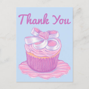 Light Pink Cupcake Plate Vielen Dank Postcard Postkarte