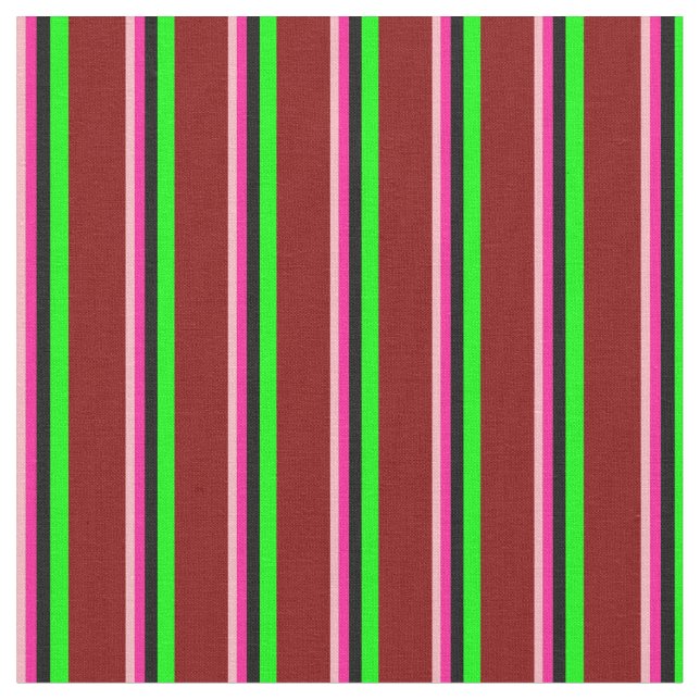 Light Pink, Deep Pink, Black, Limon & Maroon Lines Stoff (Nahaufnahme)