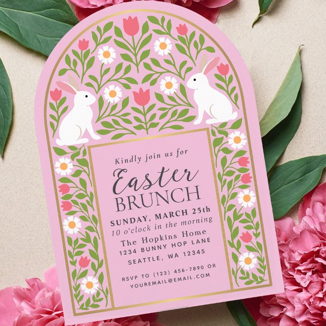 Light Pink Folk Art Easter Brunch Arch Invitation Einladung (Von Creator hochgeladen)