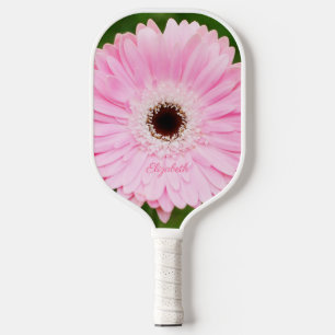 Light Pink Gerbera Daisy Floral Personalisiert Pickleball Schläger