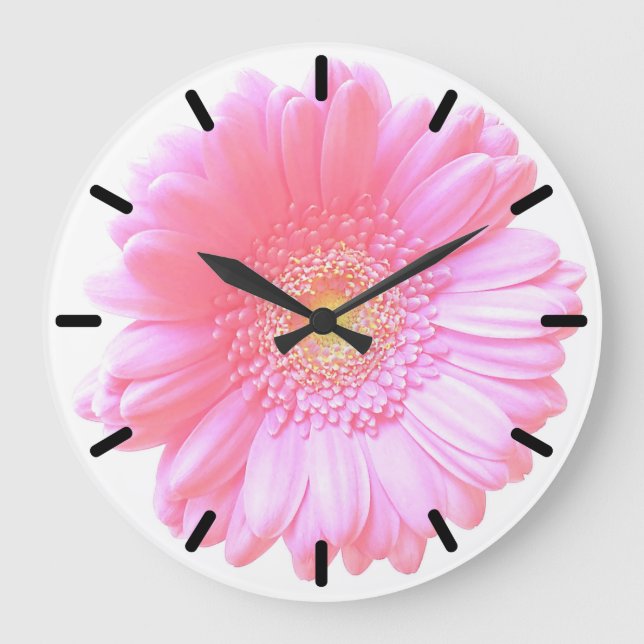 Light pink gerbera daisy große wanduhr (Vorderseite)