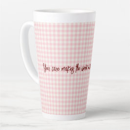 Light Pink Gingham Pattern Latte Tasse