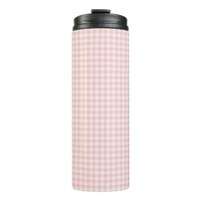 Light Pink Gingham Pattern Thermal Tumbler Thermosbecher (Vorderseite)