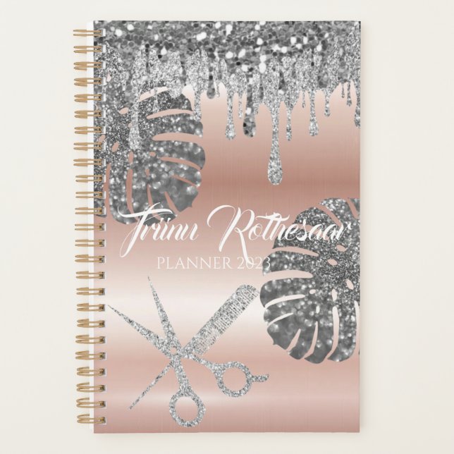 Light Pink Glam Glitzer Hair Salon Planner Planer (Vorderseite)
