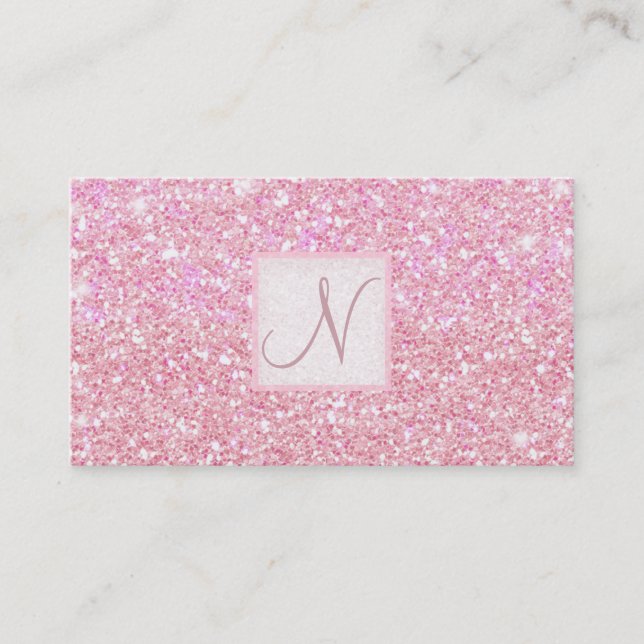 Light Pink Glitzer Chic Glam Glitzy Salon Wellness Visitenkarte (Vorderseite)
