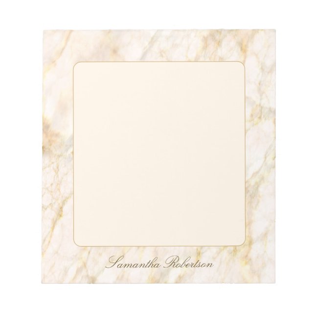 Light Pink Gold Brown Elegant Marble Custom Name Notizblock (Vorderseite)