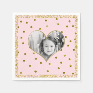 Light Pink Gold Glitzer Herzstück Foto Personalisi Serviette