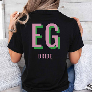 Light Pink + Green Monogram Wedding Party T-Shirt