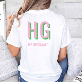 Light Pink + Green Monogram Wedding Party T-Shirt