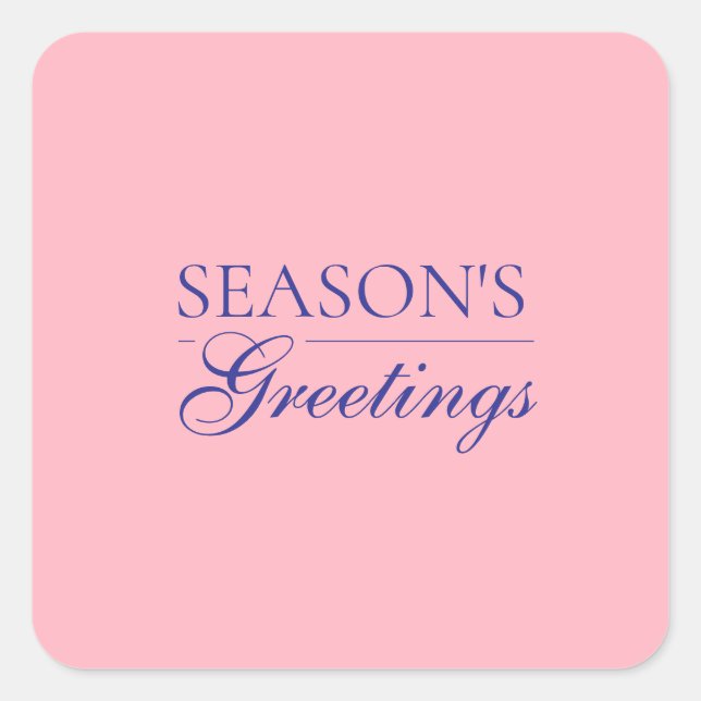 Light Pink Happy New Year Merry Christmas Holiday Quadratischer Aufkleber (Vorderseite)