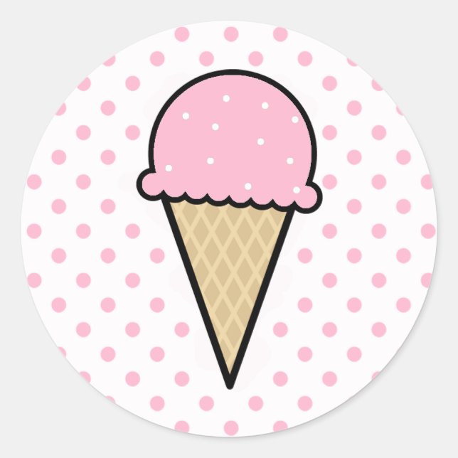 Light Pink Ice Creme Cone Runder Aufkleber (Vorderseite)