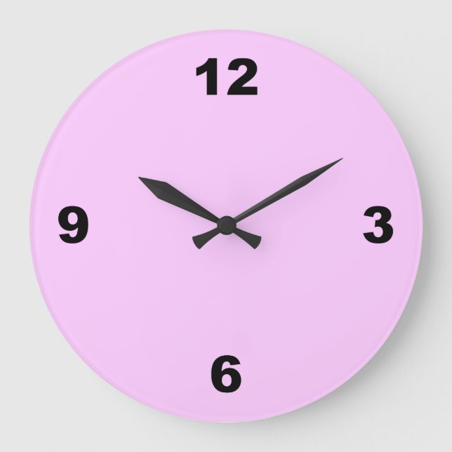 Light Pink Large Black Nummernmernuhr Große Wanduhr (Vorderseite)