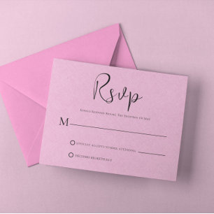Light Pink Line Einfache RSVP-Karte mit schwarzem  Einladung