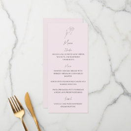 Light Pink Minimalistisch Blume Monogram Wedding M Menükarte