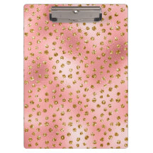 Light Pink Ombre & Gold Glam Glitzer Polka Dots