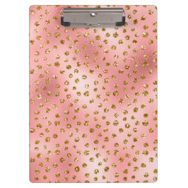 Light Pink Ombre & Gold Glam Glitzer Polka Dots Klemmbrett