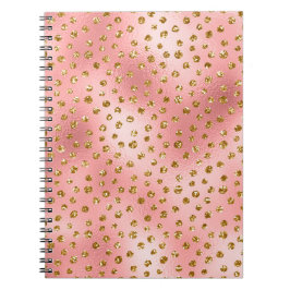 Light Pink Ombre & Gold Glam Glitzer Polka Dots Notizblock