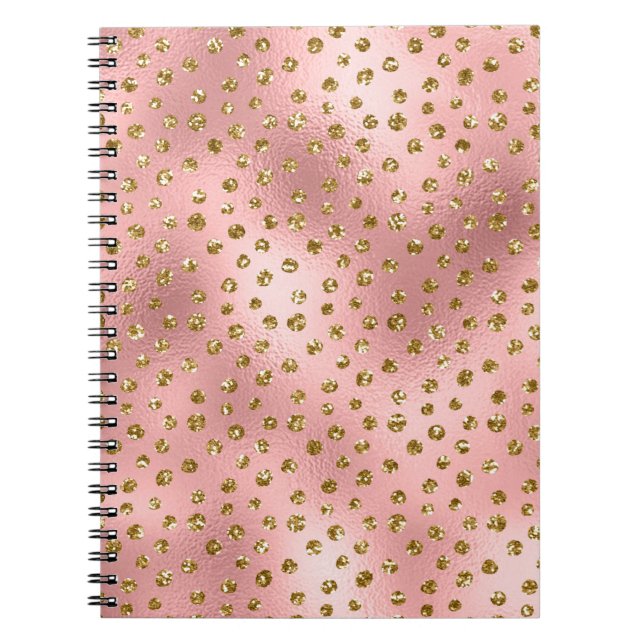Light Pink Ombre & Gold Glam Glitzer Polka Dots Notizblock (Vorderseite)