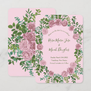 Light Pink Peony & Rosen Floral Save the Date Einladung