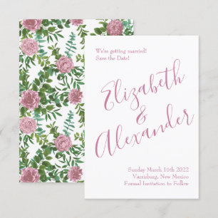 Light Pink Peony & Rosen Floral Save the Date Einladung