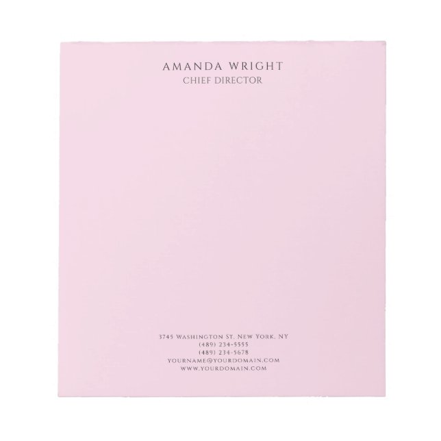 Light Pink Plain Attractive Stylish Business Notizblock (Vorderseite)