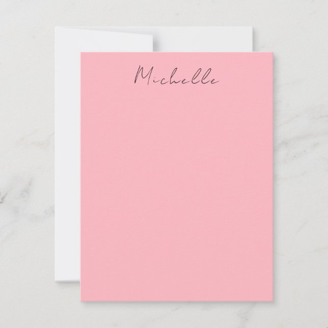 Light Pink Professional Unique Classic Handwriting Mitteilungskarte (Vorderseite)