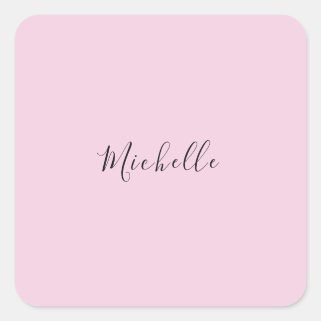 Light Pink Professional Unique Classic Handwriting Quadratischer Aufkleber (Vorderseite)