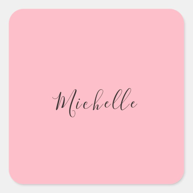 Light Pink Professional Unique Classic Handwriting Quadratischer Aufkleber (Vorderseite)