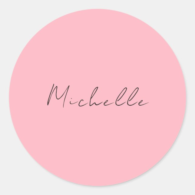 Light Pink Professional Unique Classic Handwriting Runder Aufkleber (Vorderseite)