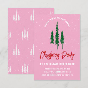 Light Pink Red & Green Weihnachtszeit-Party Einlad Einladung