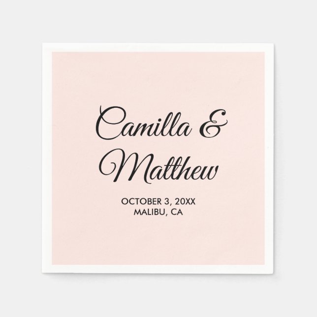 Light Pink Romantic Script Personalisiert Wedding Serviette (Vorderseite)