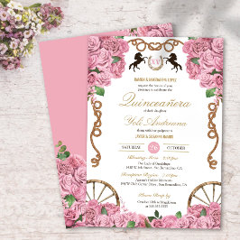 Light Pink Rose Floral Western Charra Quinceanera Einladung